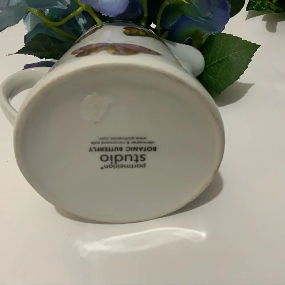 Portmeirion Studio Botanic Butterfly 3.5”  Pitcher with artificial blue flowers